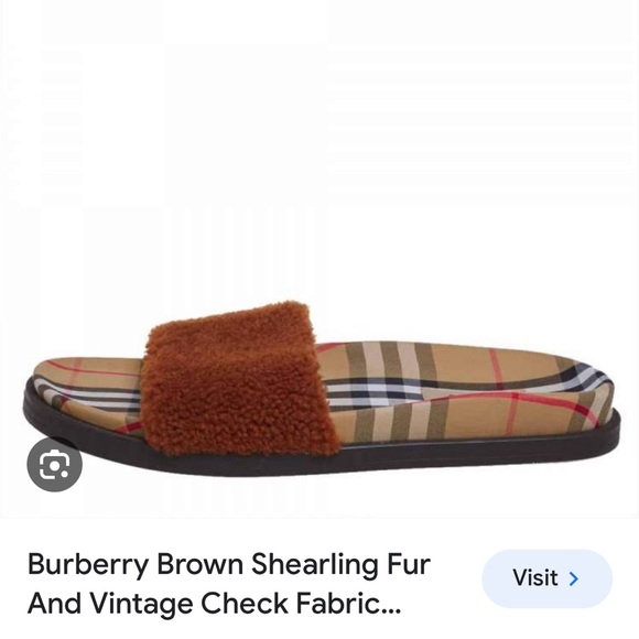 Burberry brown shearling fur flats - Picture 2 of 6
